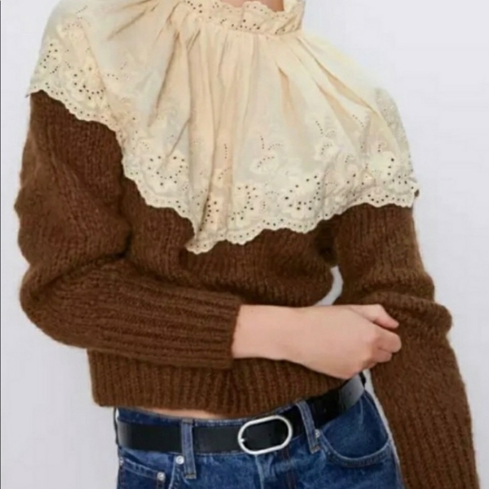 ZARA SWEATER. A beautiful Zara sweater with amazing lace detail